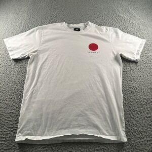 EDWIN T-Shirt Mens M Japanese Sun Red Circle Logo White Cotton Short Sleeve